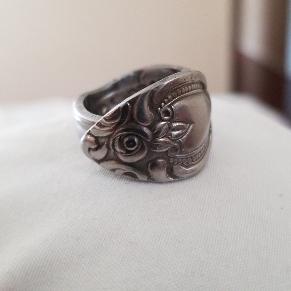 Silver floral Spoon ring